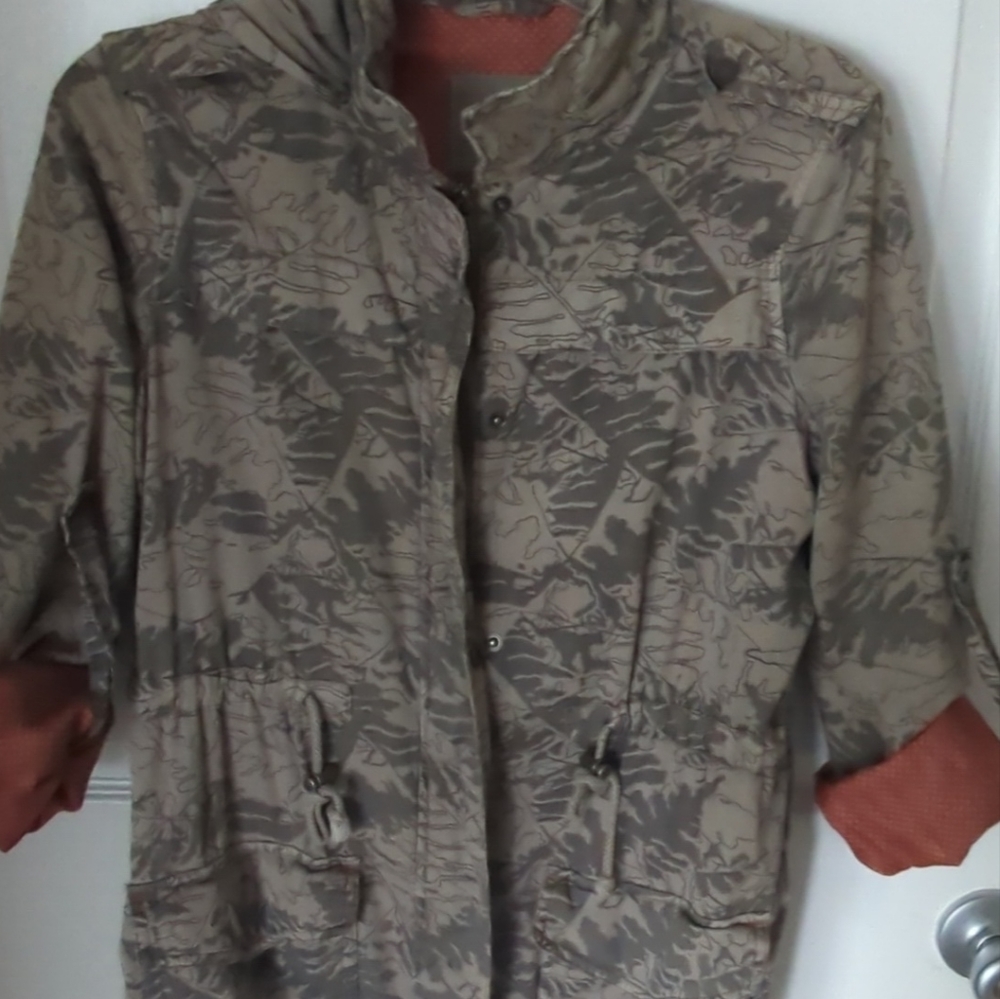 Women's Levi's Camo Style Green Jacket With Gathered Waist Sz. S